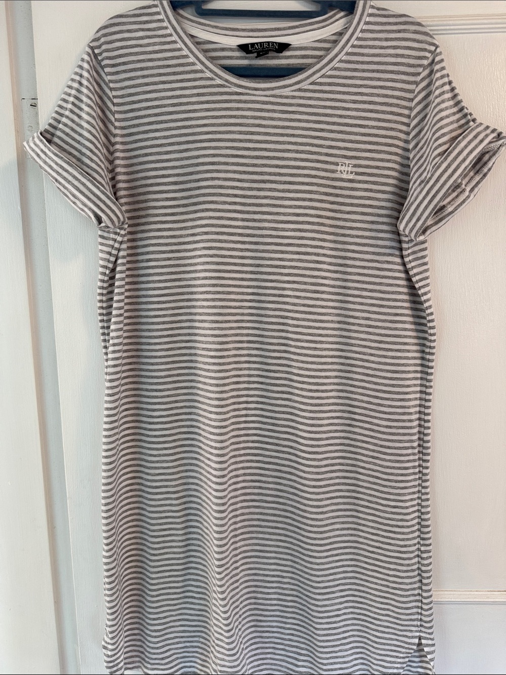Ralph Lauren Gray & White Striped Cotton Dress